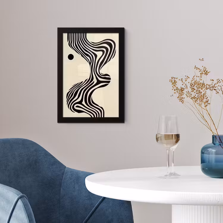 Poster met lijst - Beige - Lijnen - Golvend - Abstract — 2