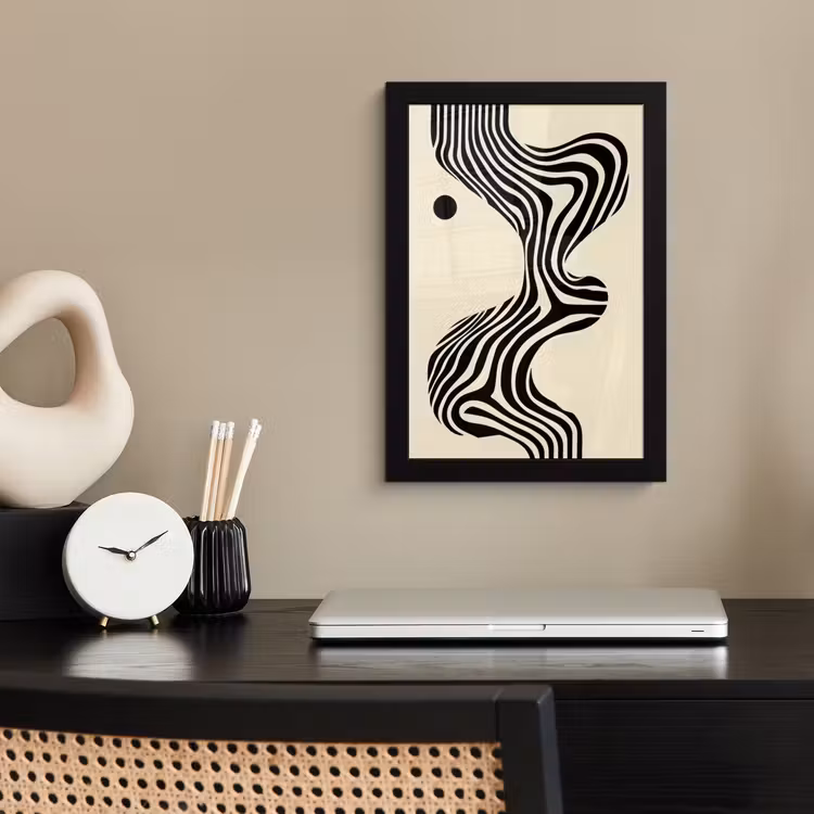 Poster met lijst - Beige - Lijnen - Golvend - Abstract — 3