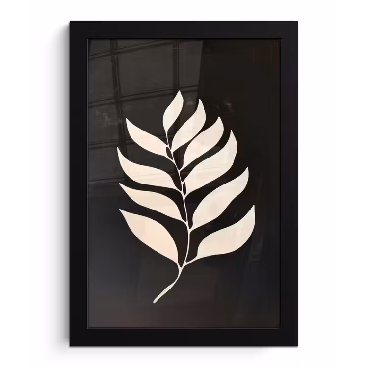 Poster met lijst - Blad - Wit - Minimalistisch — 1