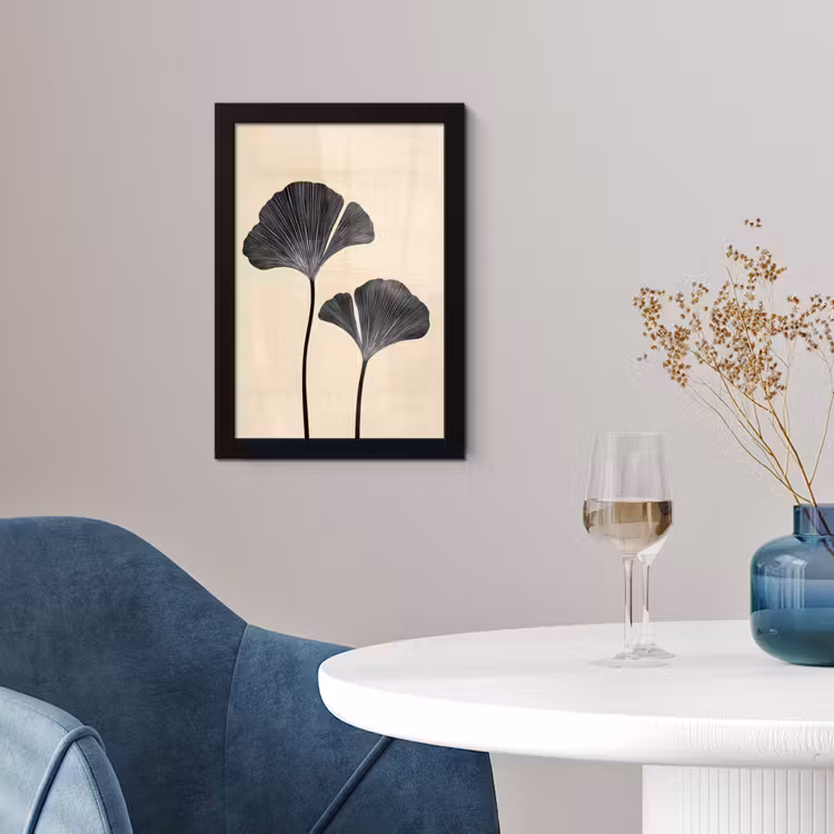 Poster met lijst - Bladeren - Minimalistisch - Zwart — 2