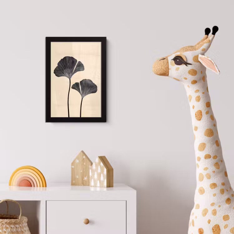 Poster met lijst - Bladeren - Minimalistisch - Zwart — 5