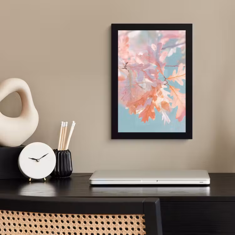 Poster met lijst - Eikenbladeren - Takken - Roze — 3