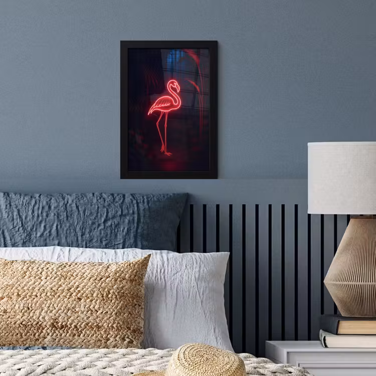 Poster met lijst - Flamingo - Roze - Neon - Licht — 4