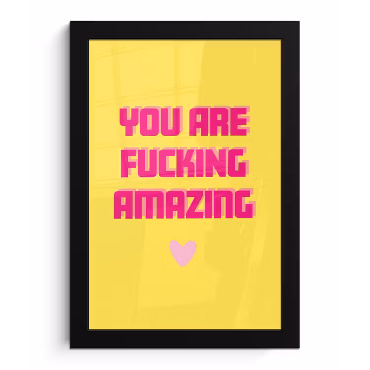 Poster met lijst - Geel - Valentijn - Tekst — 1