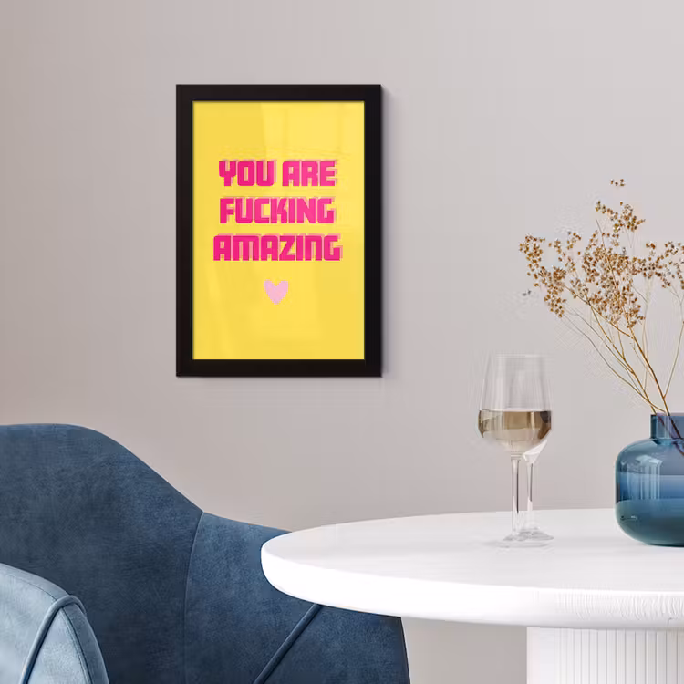 Poster met lijst - Geel - Valentijn - Tekst — 2