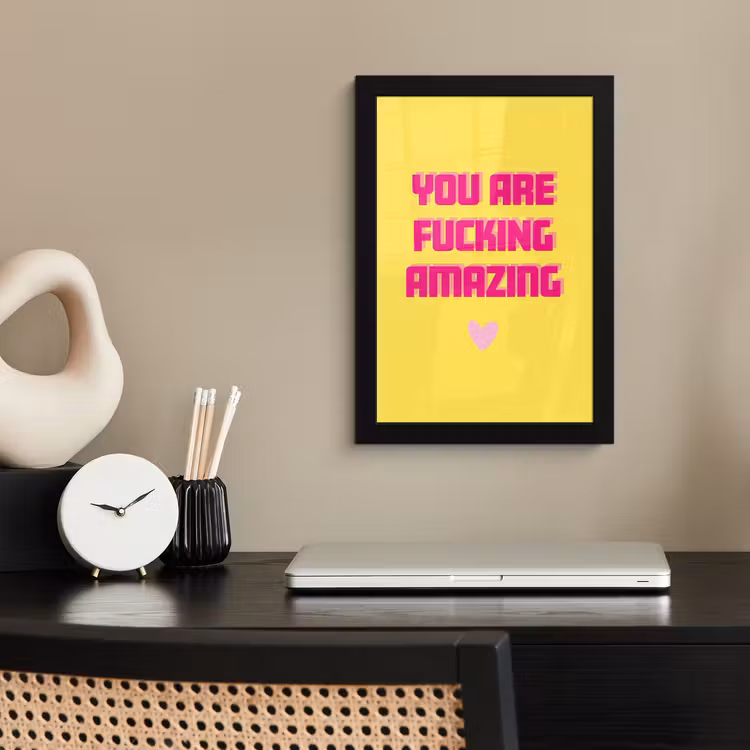 Poster met lijst - Geel - Valentijn - Tekst — 3