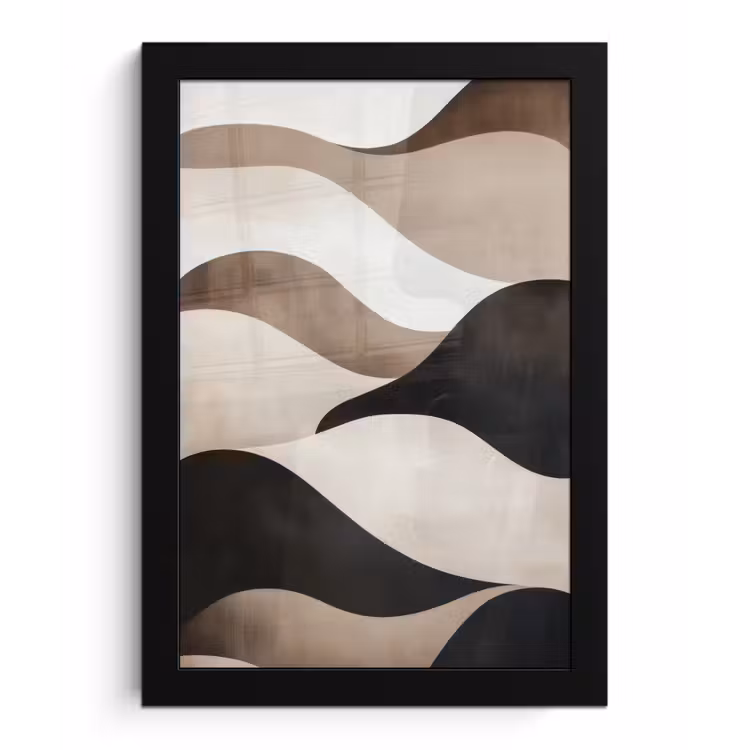 Poster met lijst - Golven - Abstract - Beige — 1