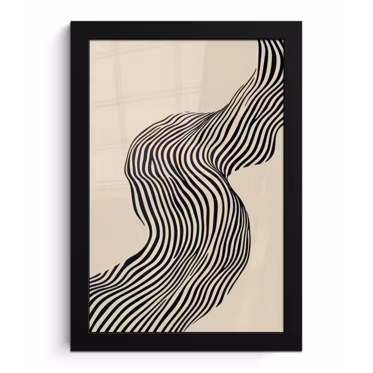 Poster met lijst - Golvend - Lijnen - Abstract - Silhouet — 1