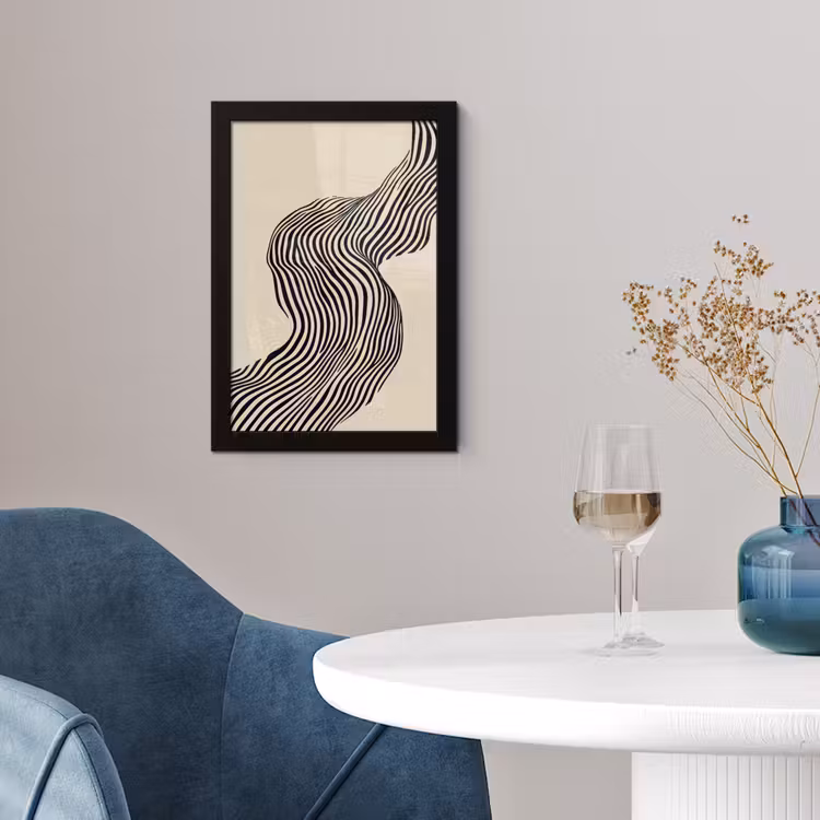 Poster met lijst - Golvend - Lijnen - Abstract - Silhouet — 2