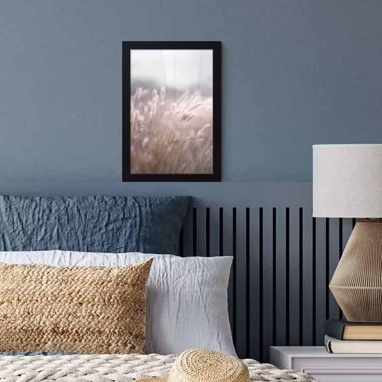 Poster met lijst - Graspluimen - Wind - Beige - Mistig — 4