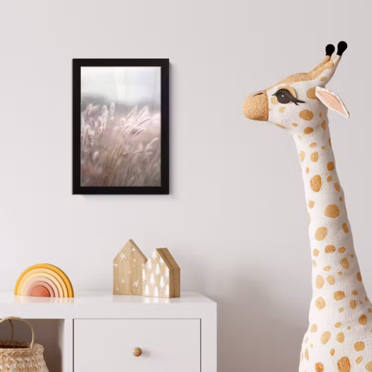 Poster met lijst - Graspluimen - Wind - Beige - Mistig — 5