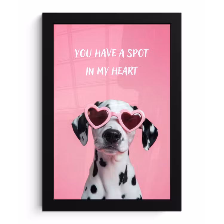 Poster met lijst - Hartjes - Hond - Valentijn - Roze — 1