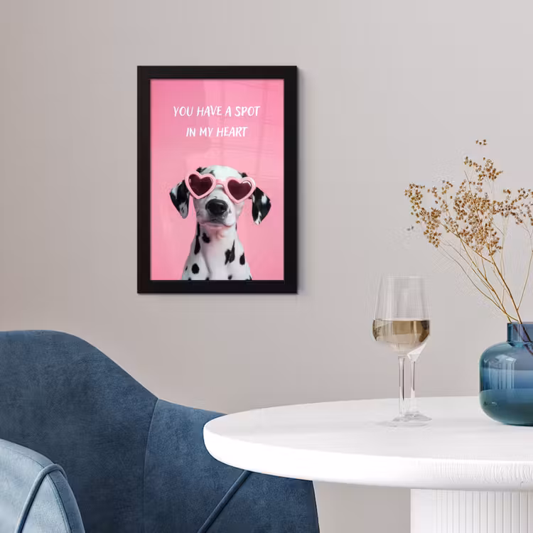 Poster met lijst - Hartjes - Hond - Valentijn - Roze — 2
