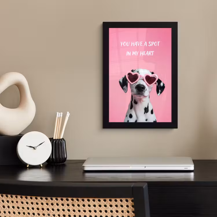 Poster met lijst - Hartjes - Hond - Valentijn - Roze — 3