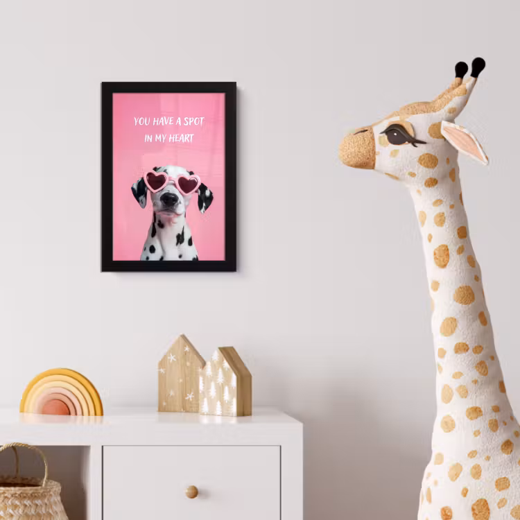 Poster met lijst - Hartjes - Hond - Valentijn - Roze — 5