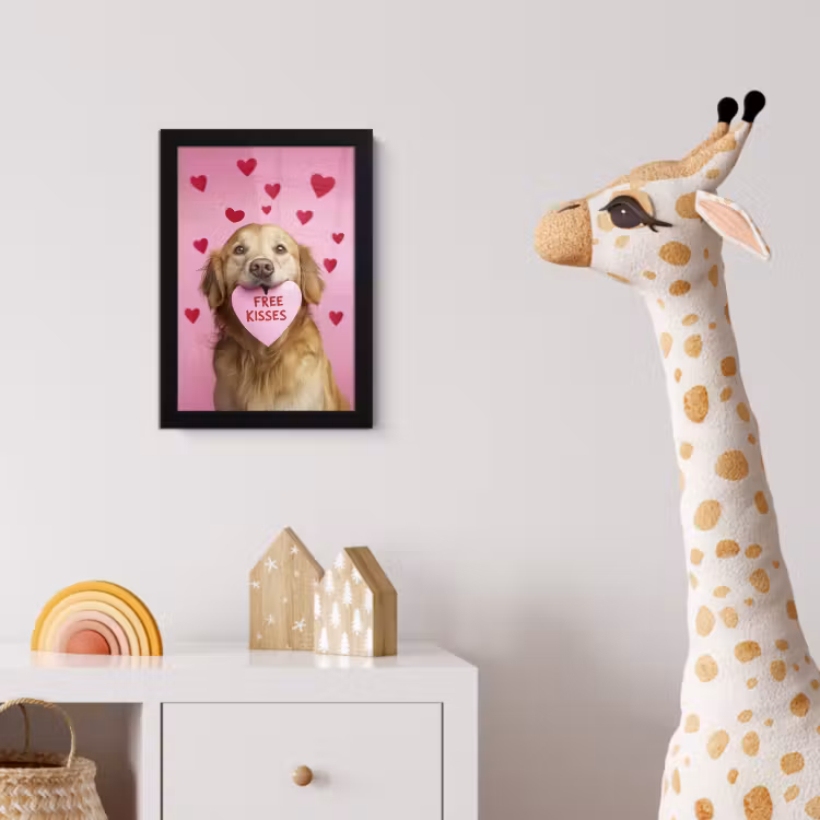 Poster met lijst - Hond - Kiss- Valentijn - Hartjes — 5