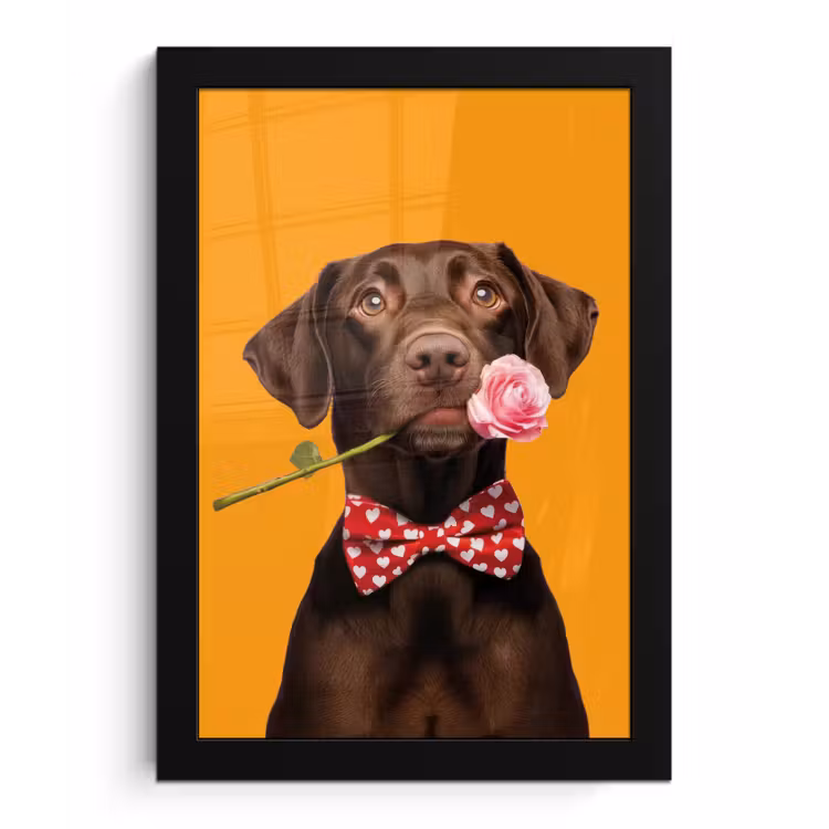 Poster met lijst - Hond - Oranje - Roos - Valentijn — 1