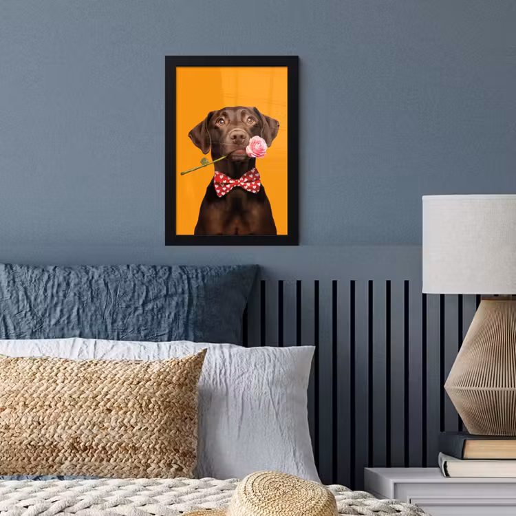 Poster met lijst - Hond - Oranje - Roos - Valentijn — 4