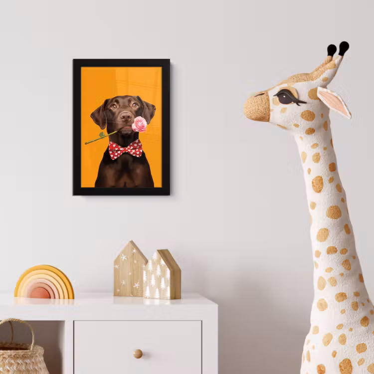 Poster met lijst - Hond - Oranje - Roos - Valentijn — 5