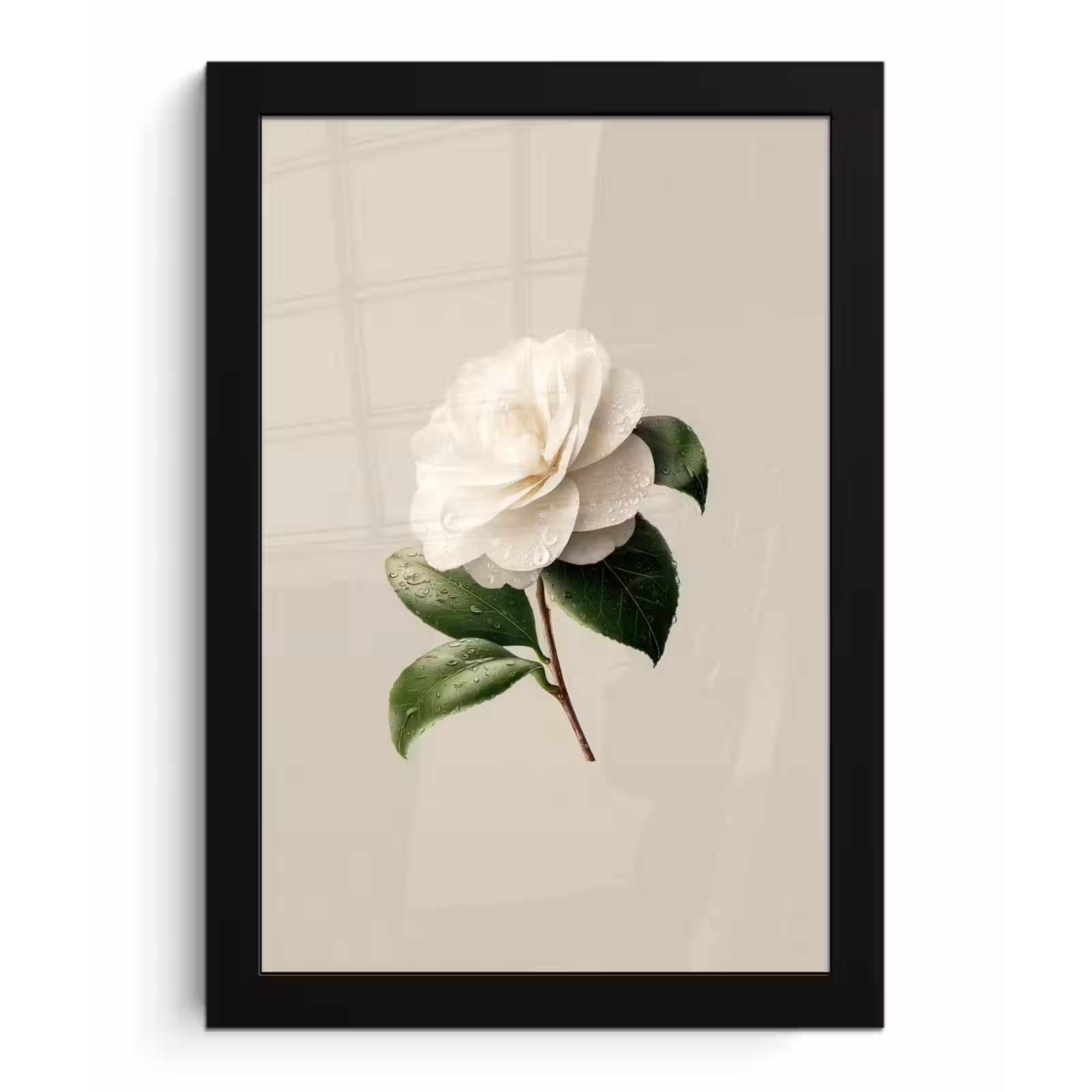 Poster met lijst - Cameliabloem - Wit - Groen — 1