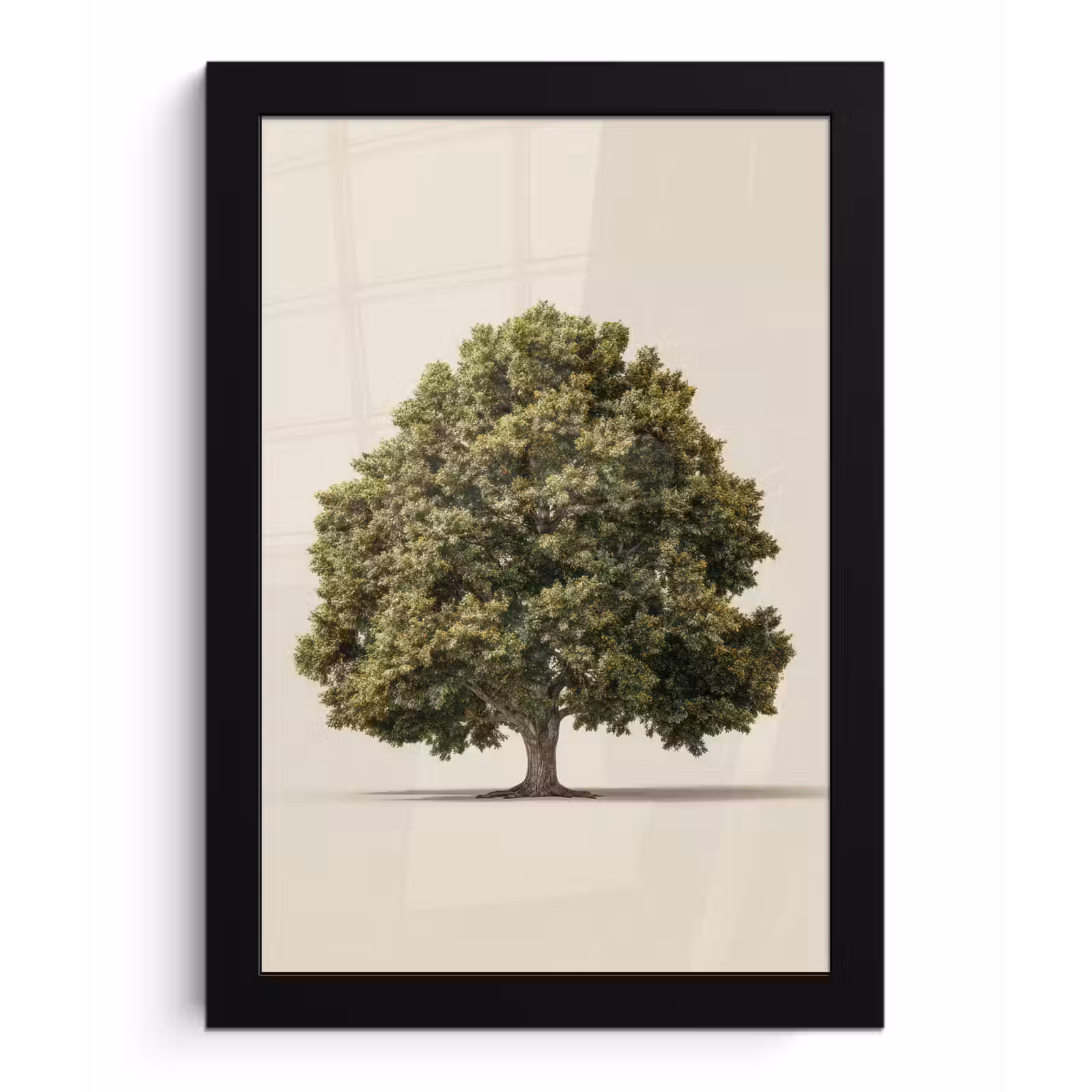 Poster met lijst - Eikenboom - Groen - Lichte achtergrond — 1