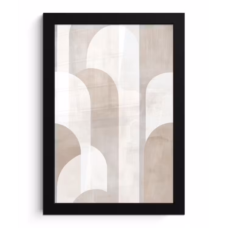 Poster met lijst - Abstracte bogen - Modern - Beige — 1