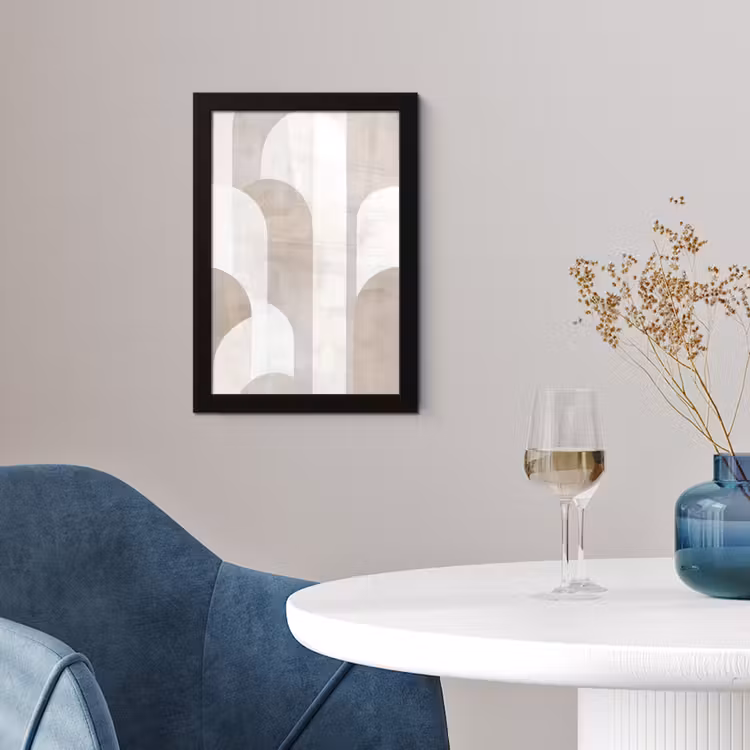 Poster met lijst - Abstracte bogen - Modern - Beige — 2