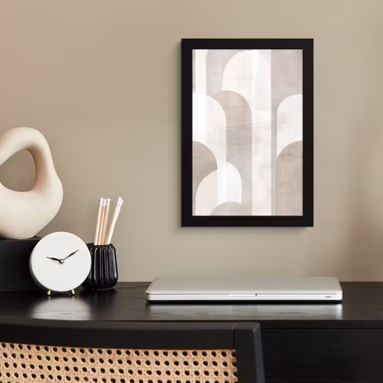 Poster met lijst - Abstracte bogen - Modern - Beige — 3