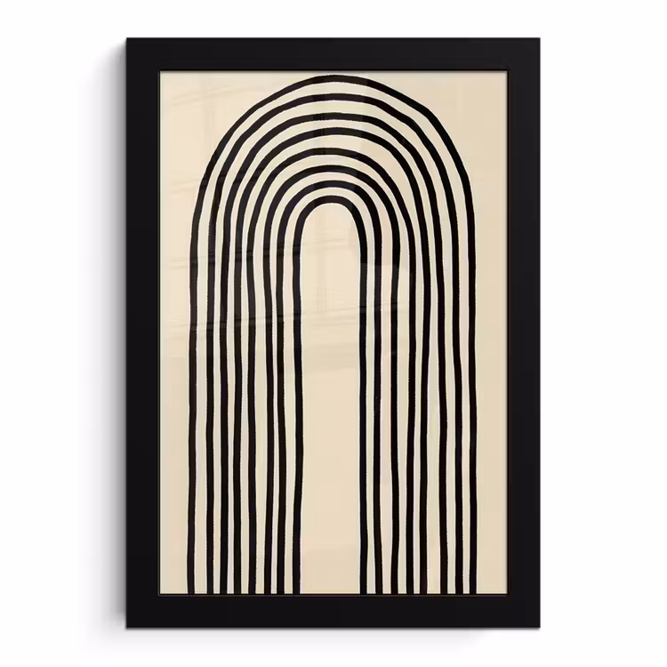 Poster met lijst - Boogvormen - Zwart - Strak — 1