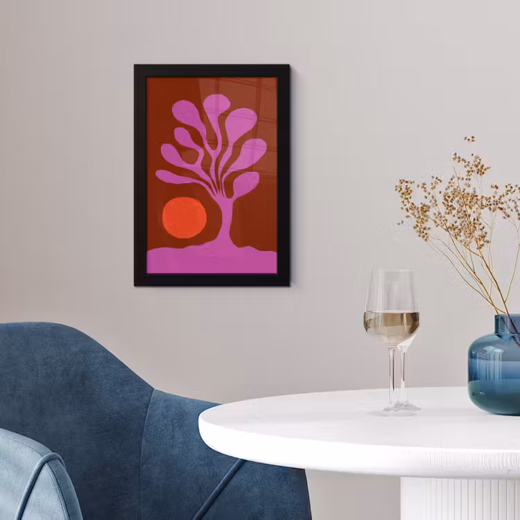 Poster met lijst - Boom - Paars - Cirkel - Vloeiend — 2