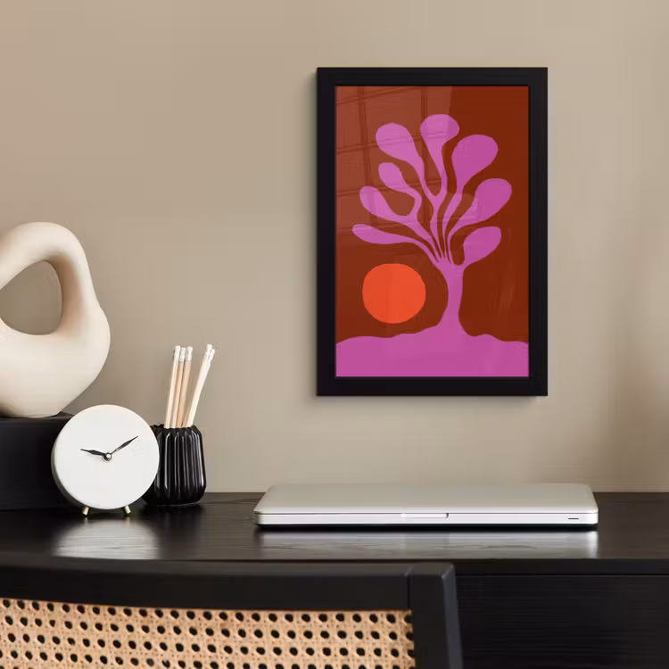 Poster met lijst - Boom - Paars - Cirkel - Vloeiend — 3