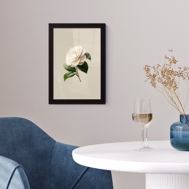 Poster met lijst - Cameliabloem - Wit - Groen — 2