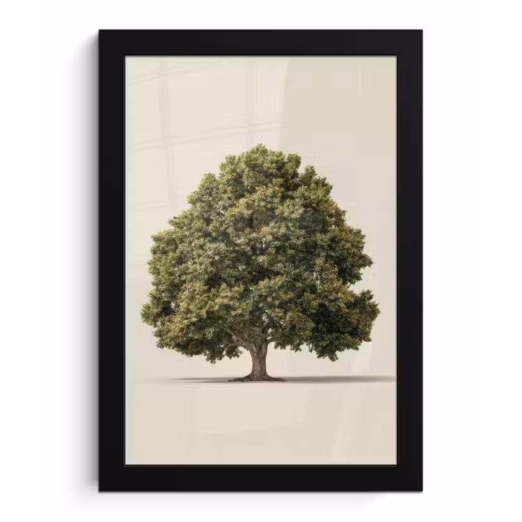 Poster met lijst - Eikenboom - Groen - Lichte achtergrond — 1