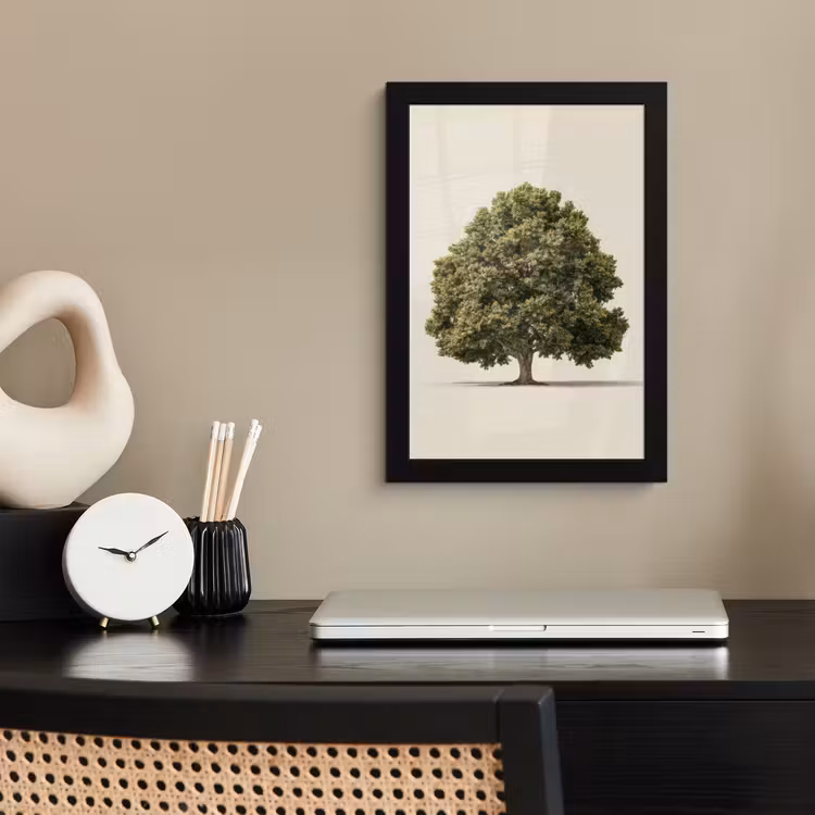 Poster met lijst - Eikenboom - Groen - Lichte achtergrond — 3