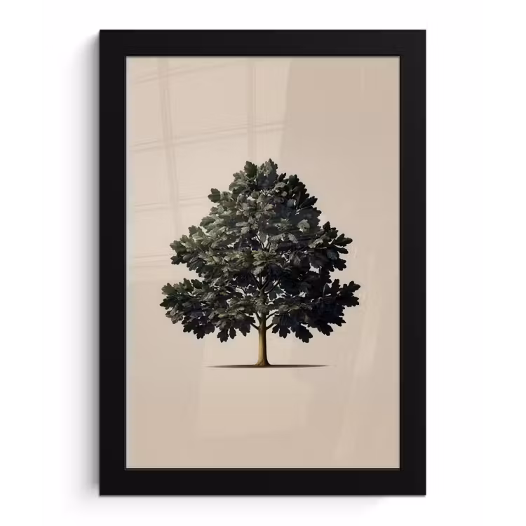 Poster met lijst - Eikenboom - Schaduw - Egaal — 1