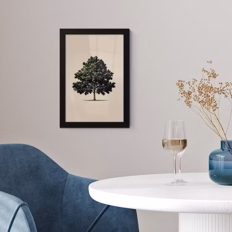 Poster met lijst - Eikenboom - Schaduw - Egaal — 2