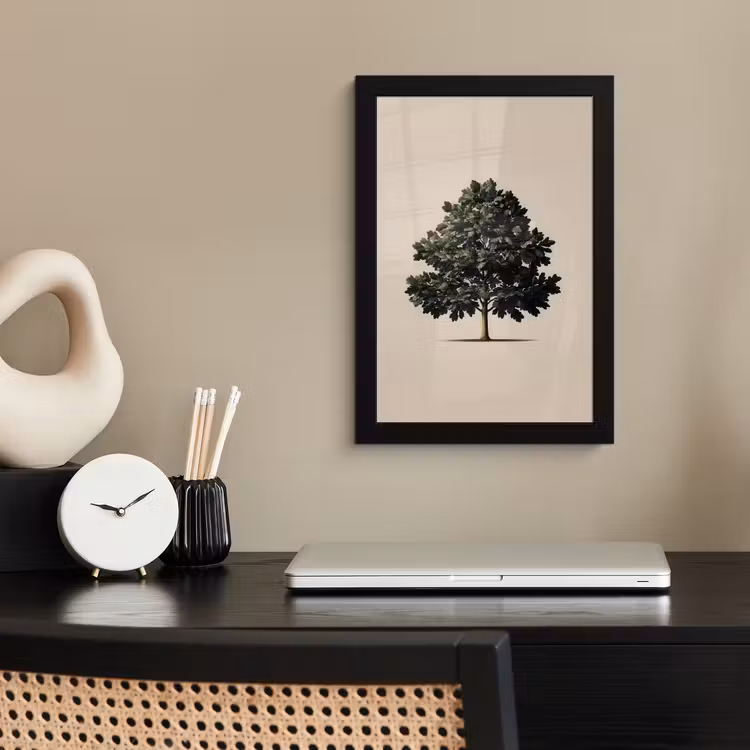 Poster met lijst - Eikenboom - Schaduw - Egaal — 3