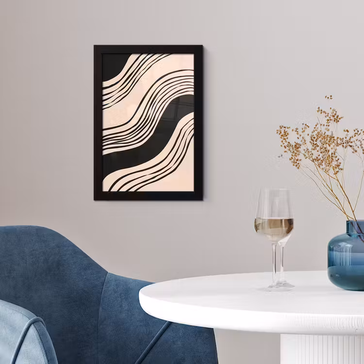 Poster met lijst - Golven - Zwart - Zandkleur — 2