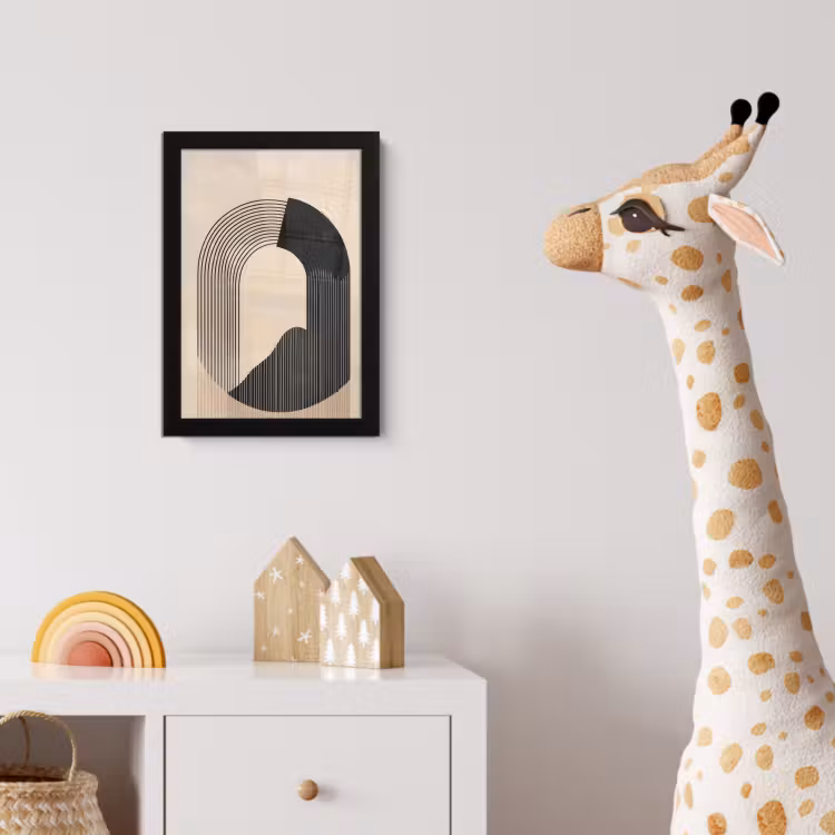 Poster met lijst - Grafisch gebogen motief - Beige — 5