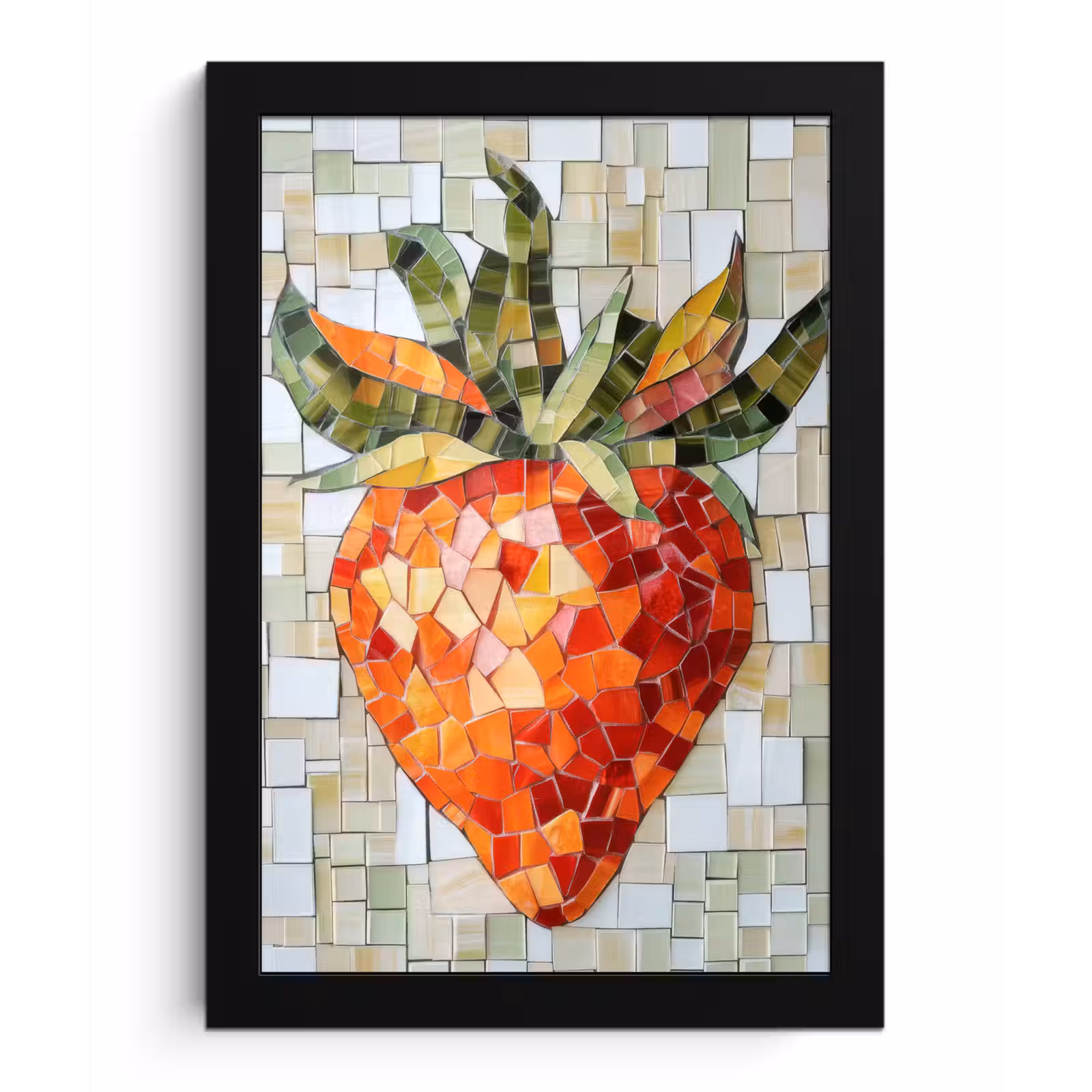 Poster met lijst - Aardbei - Rood - Mozaïek - Fruit — 1