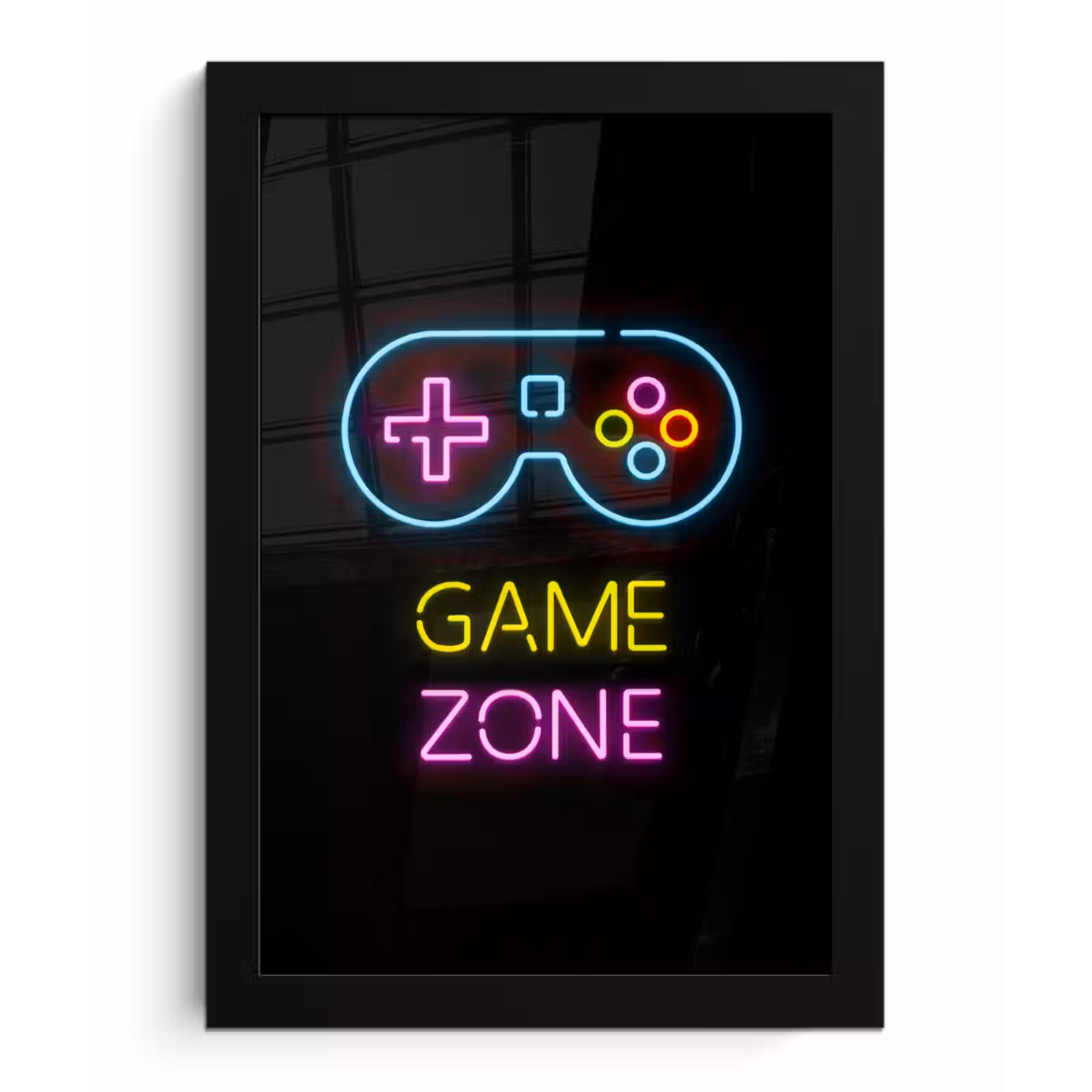 Poster met lijst - Controller - Game - Neon - Zwart - Quotes - Game zone — 1
