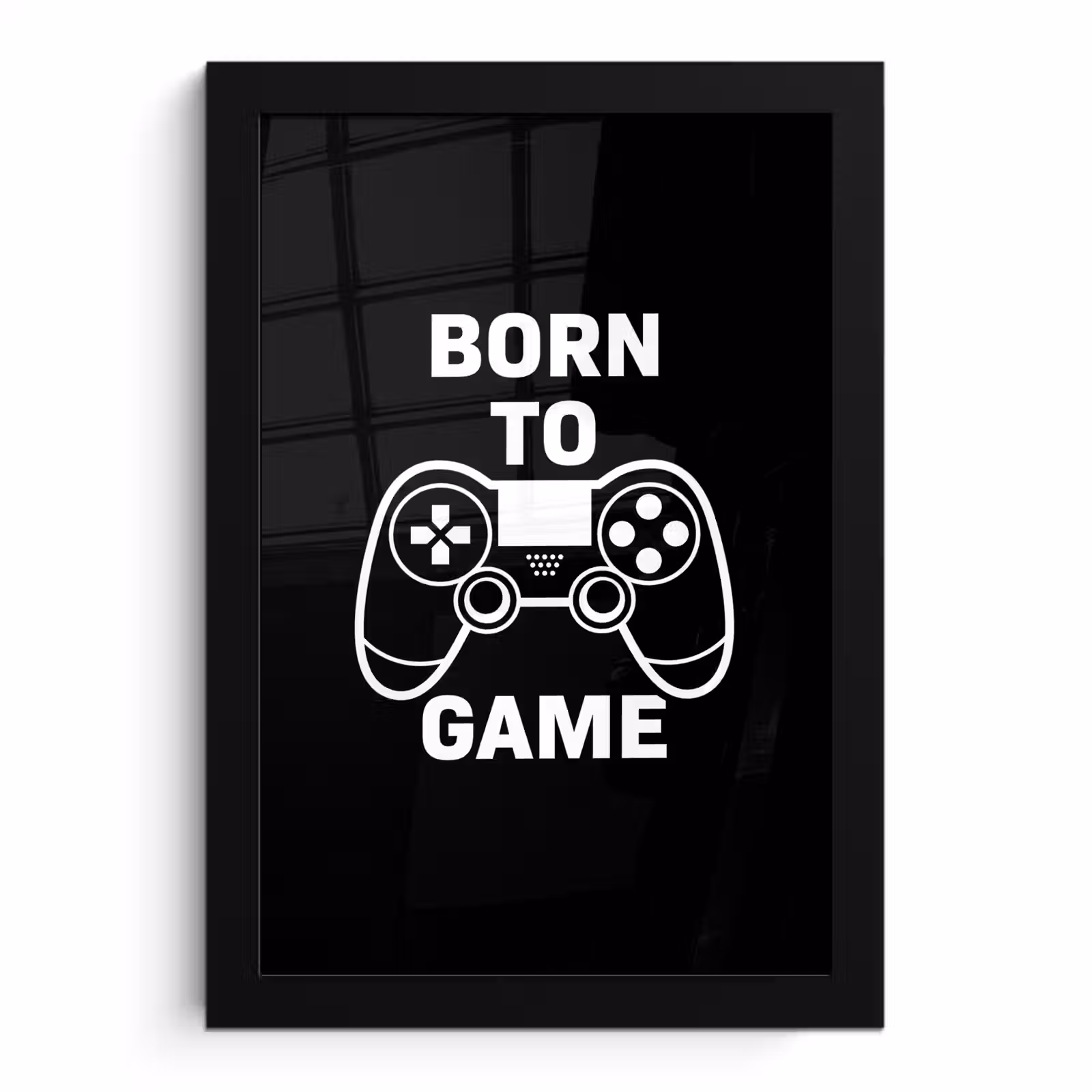 Poster met lijst - Gamen - Quotes - Controller - Born to game - Zwart - Wit — 1