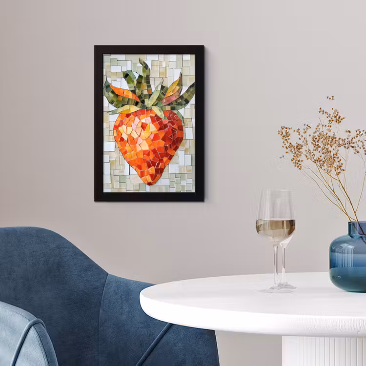 Poster met lijst - Aardbei - Rood - Mozaïek - Fruit — 2