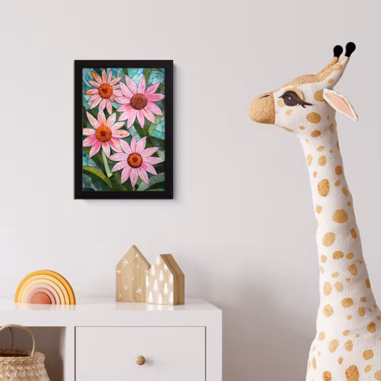 Poster met lijst - Bloemen - Roze - Glasmozaïek — 5
