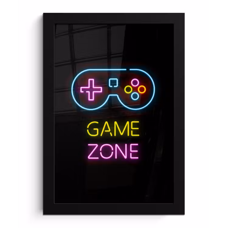 Poster met lijst - Controller - Game - Neon - Zwart - Quotes - Game zone — 1