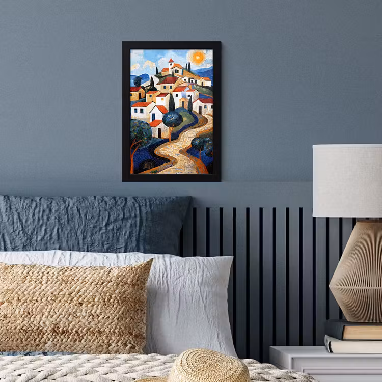 Poster met lijst - Dorp - Heuvelachtig - Zon - Mozaïek — 4