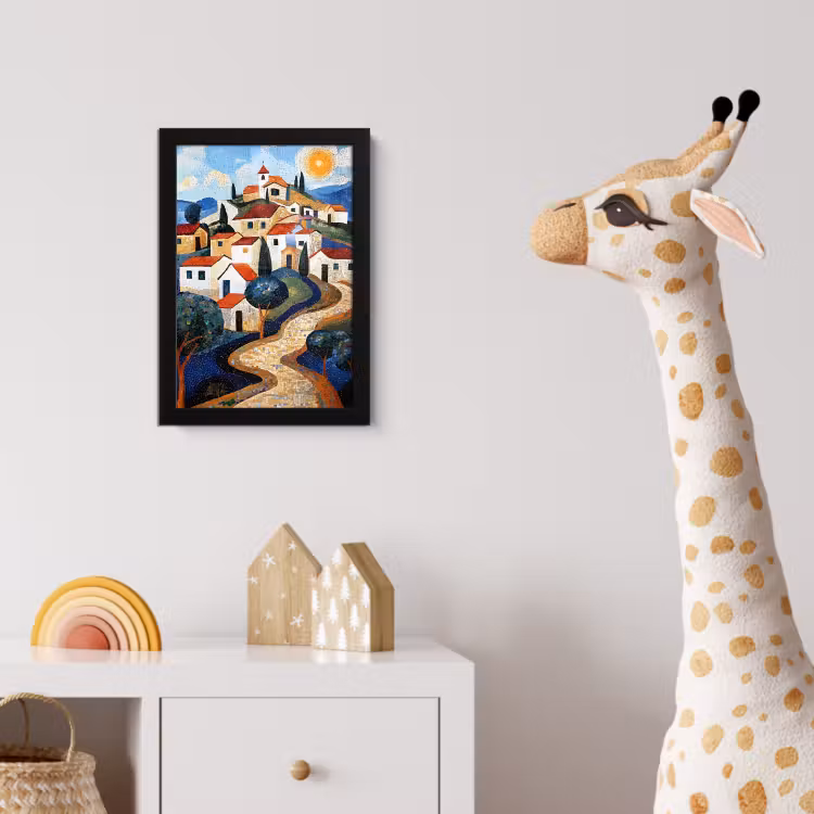 Poster met lijst - Dorp - Heuvelachtig - Zon - Mozaïek — 5