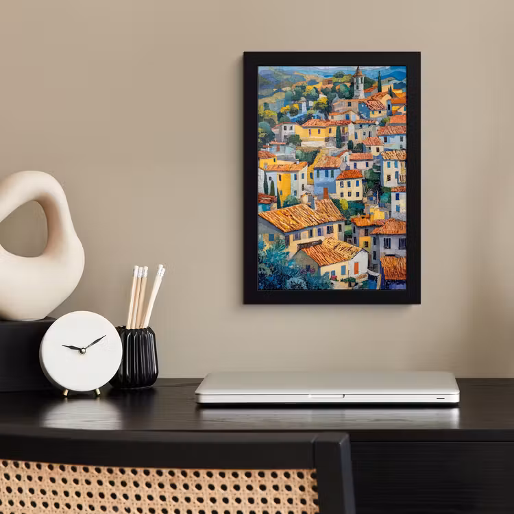 Poster met lijst - Dorp - Heuvels - Landschap - Bomen — 3