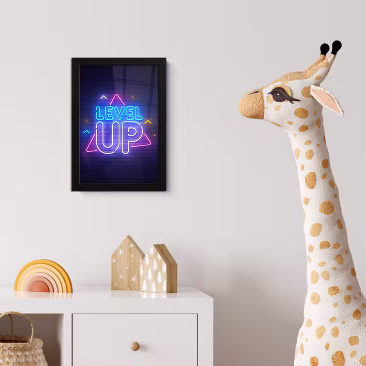 Poster met lijst - Gaming - Neon - Level Up - Quotes - Gamen — 5