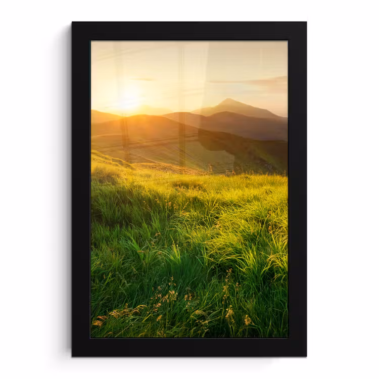 Poster met lijst - Gras - Heuvels - Zon - Natuur - Landschap — 1